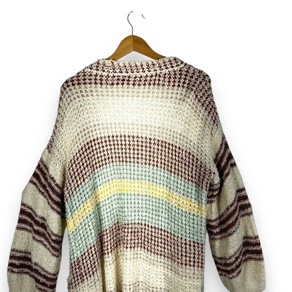 Net 153 Oversized Balloon Sleeve Open Front Cardigan, Multicolor Stripe, M/L - Picture 12 of 15